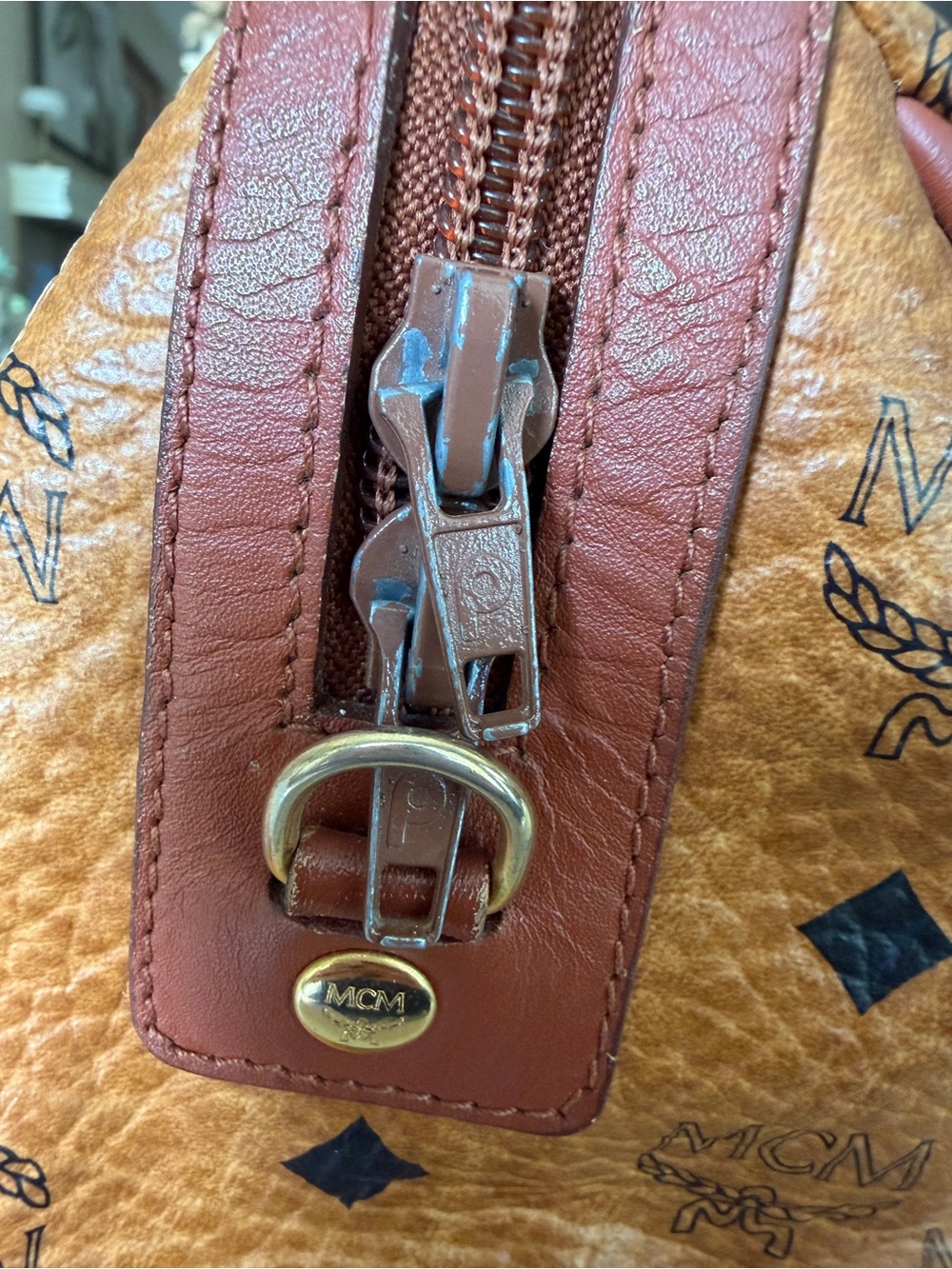 MCM Visetos Boston Speedy Satchel Bag – Cognac Brown Monogram Leather - Picture 8 of 15